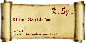 Klimo Szalóme névjegykártya